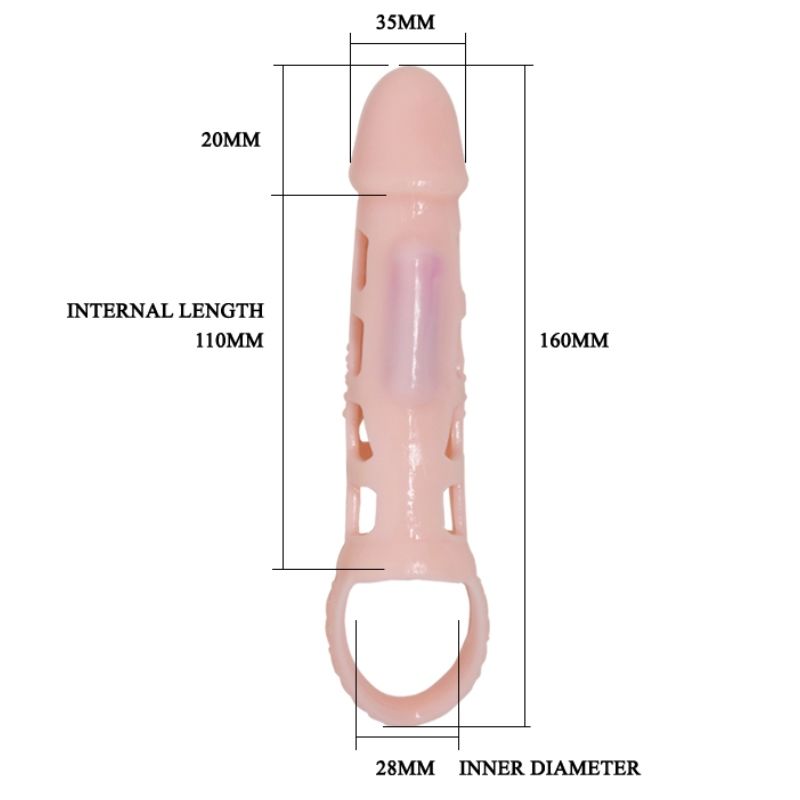 BAILE – PENIS EXTENDER COVER WITH VIBRATION AND NATURAL STRAP 13.5 CM – Default Title