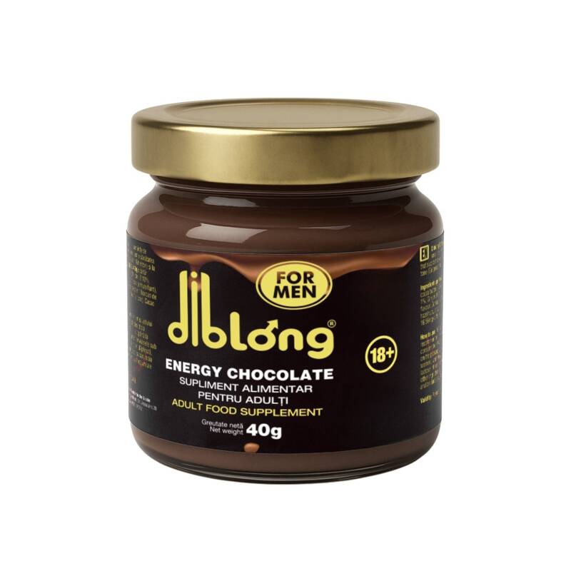 Diblong Energy Chocolate For Men – supliment alimentar pentru bărbați sub formă de ciocolată tartinabilă, cu ingrediente naturale care susțin sănătatea sexuală și funcția erectilă, 40g – Default Title