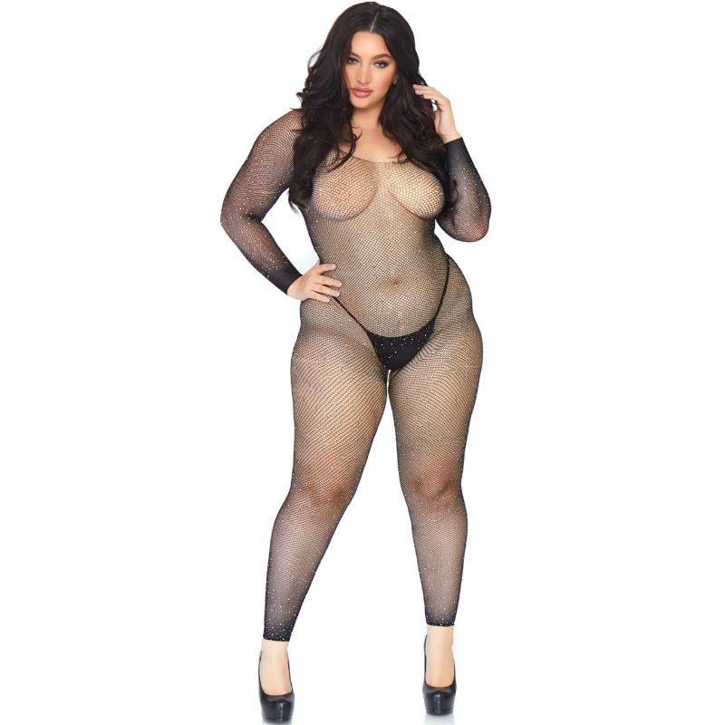 LEG AVENUE – CRYSTALIZED NET BODY STOCKING 1X-2X – Default Title
