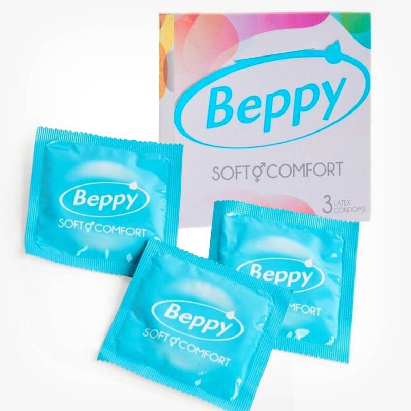 Prezervative BEPPY Soft & Comfort, din latex natural, diametru 56 mm, 3 buc