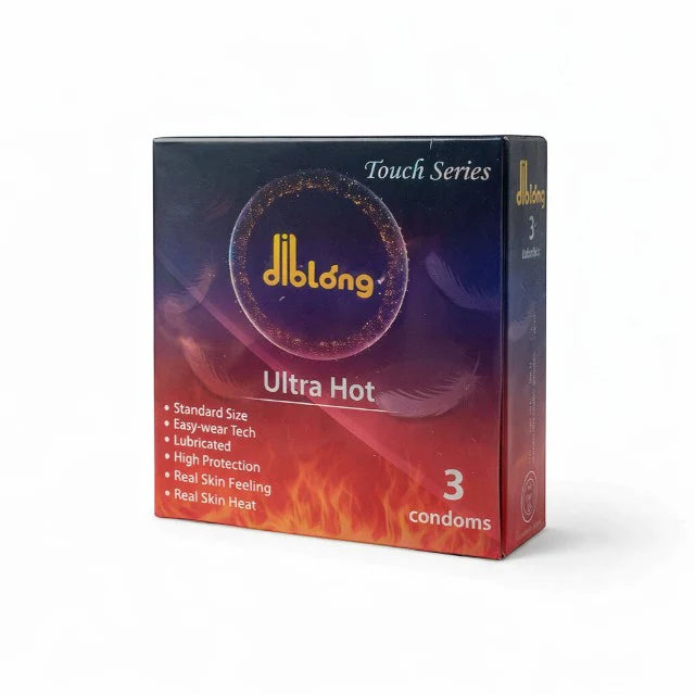 Prezervative subțiri DIBLONG Ultra Hot, cu efect de încălzire, lubrifiate, din latex, 52 ± 2 mm, 3 buc – Default Title