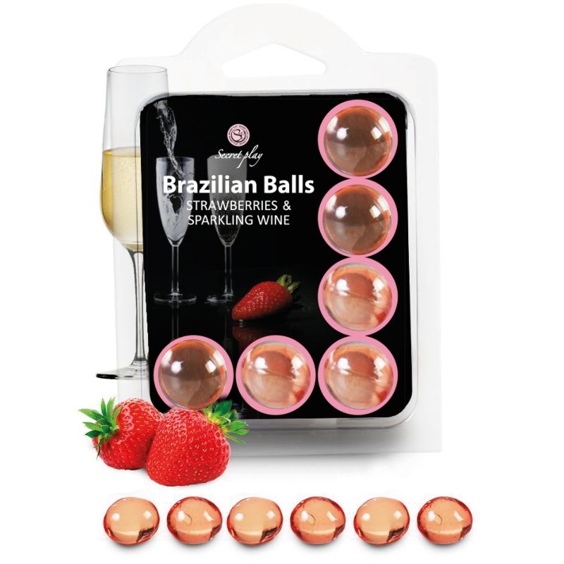 SECRETPLAY – SET 6 BRAZILIANS BALLS STRAWBERRIES WITH CAVA – Default Title