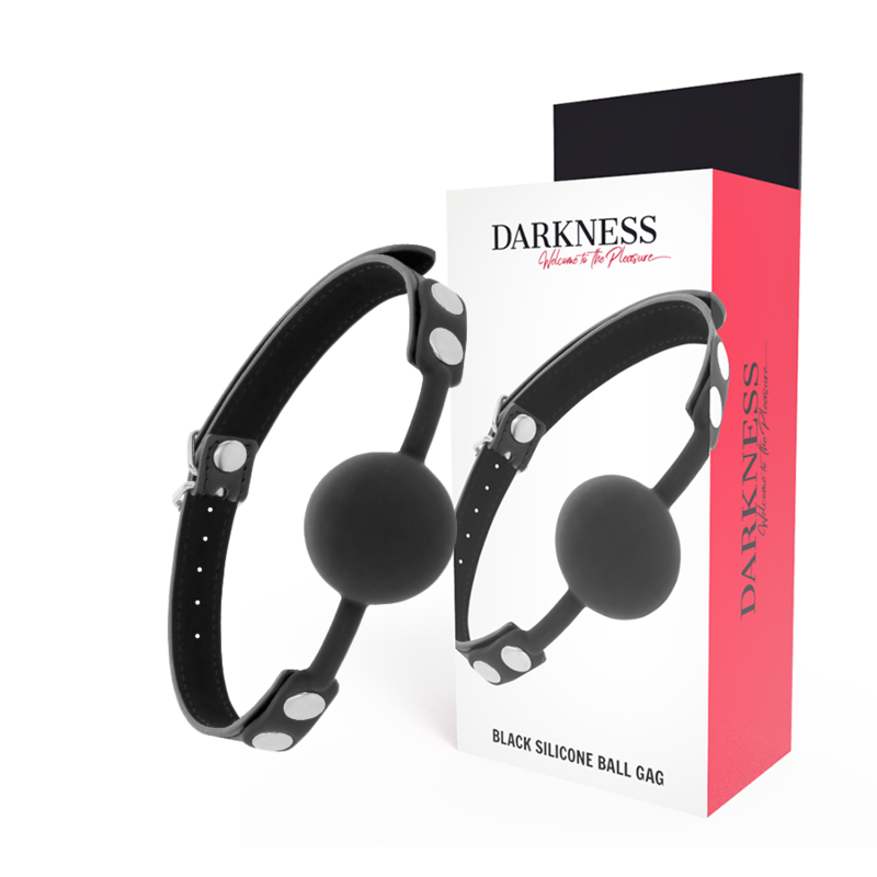 Set BDSM Darkness, gag din silicon respirabil, negru, reglabil