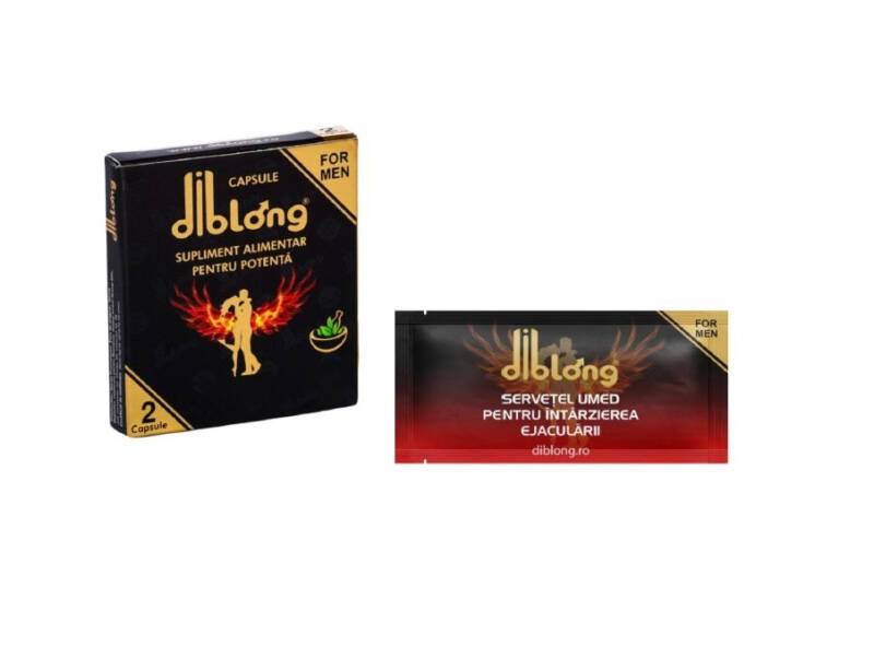 SET: Capsule Diblong Ginseng – supliment alimentar pentru bărbați, sub forma de capsule, cu plante care susțin sănătatea sexuală și funcția erectilă, 1 cutie x 2 buc + Diblong Delay Wipe – Default Title