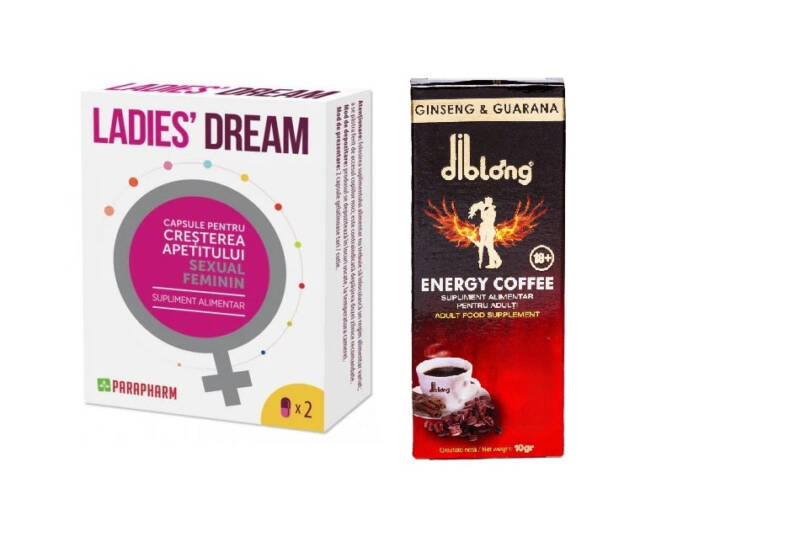 SET: Capsule LADIES DREAM, cresterea apetitului sexual si libidoului feminin, 2 capsule + Diblong Energy Coffee, 10g – Default Title