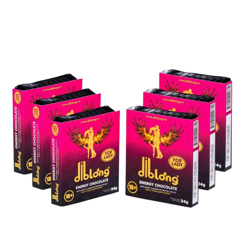 SET: Diblong Energy Chocolate for Lady – supliment alimentar pentru femei pe bază de ciocolată, cu plante care susțin sănătatea sexuală și recăpătarea energiei, 6 x 24g – Default Title