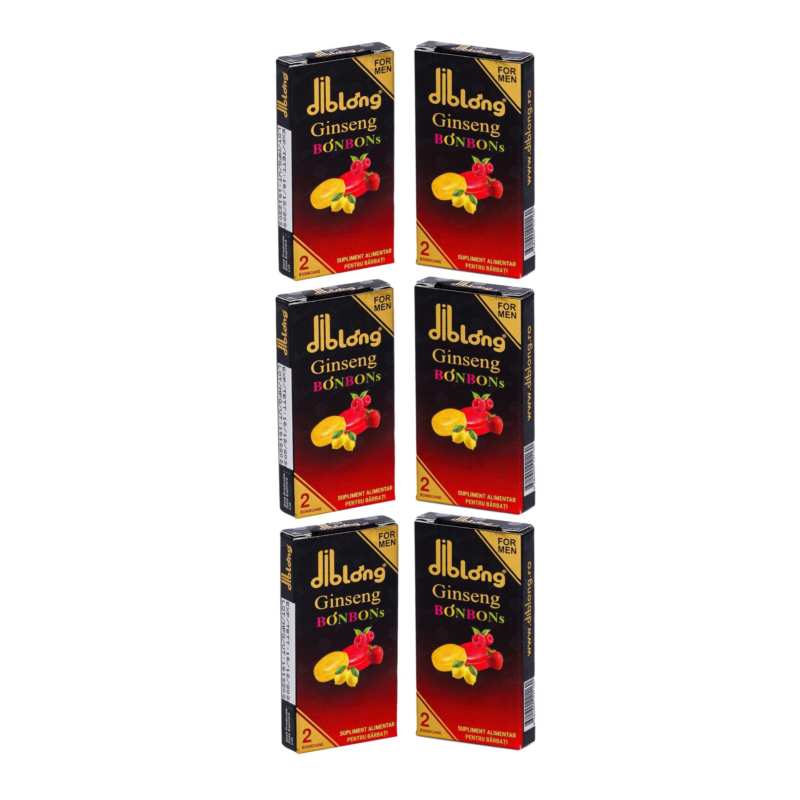 SET: Diblong Ginseng Bonbons – supliment alimentar pentru bărbați, bomboane cu ingrediente naturale ce susțin sănătatea sexuală și funcția erectilă, 6 cutii x 2 buc – Default Title