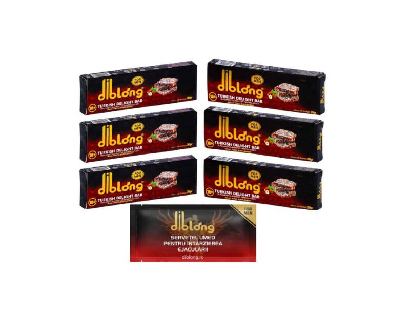 SET: Diblong Turkish Delight for Man – supliment alimentar pentru bărbați pe bază de rahat turcesc, cu plante care susțin sănătatea sexuală și funcția de reproducere, 6 x 30g + Diblong Delay Wipe – Default Title