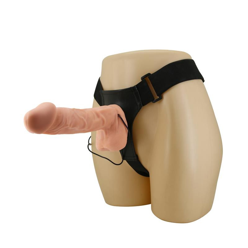 Strap-on cu dildo si vibratii 26 cm