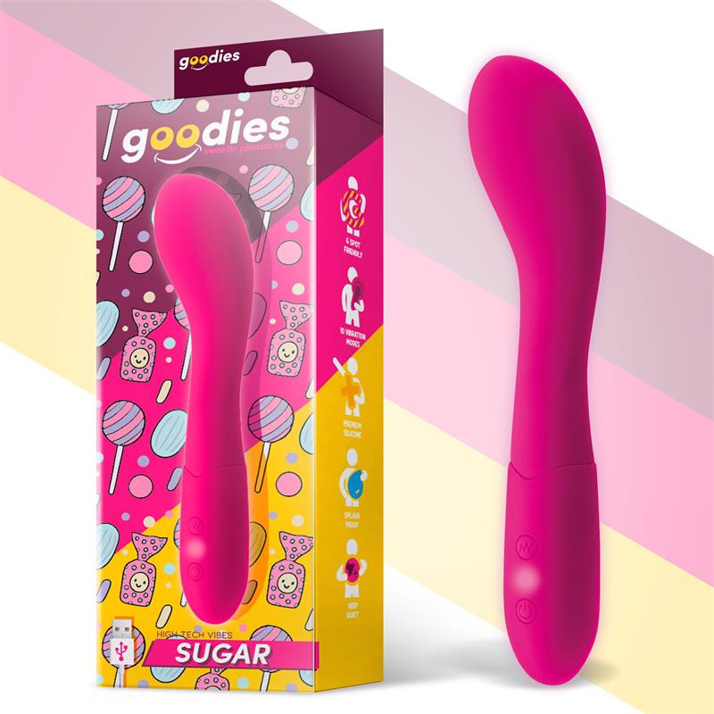 Vibrator GOODIES Sugar G-Spot Vibe, USB, din silicon, fuchsia, cu 10