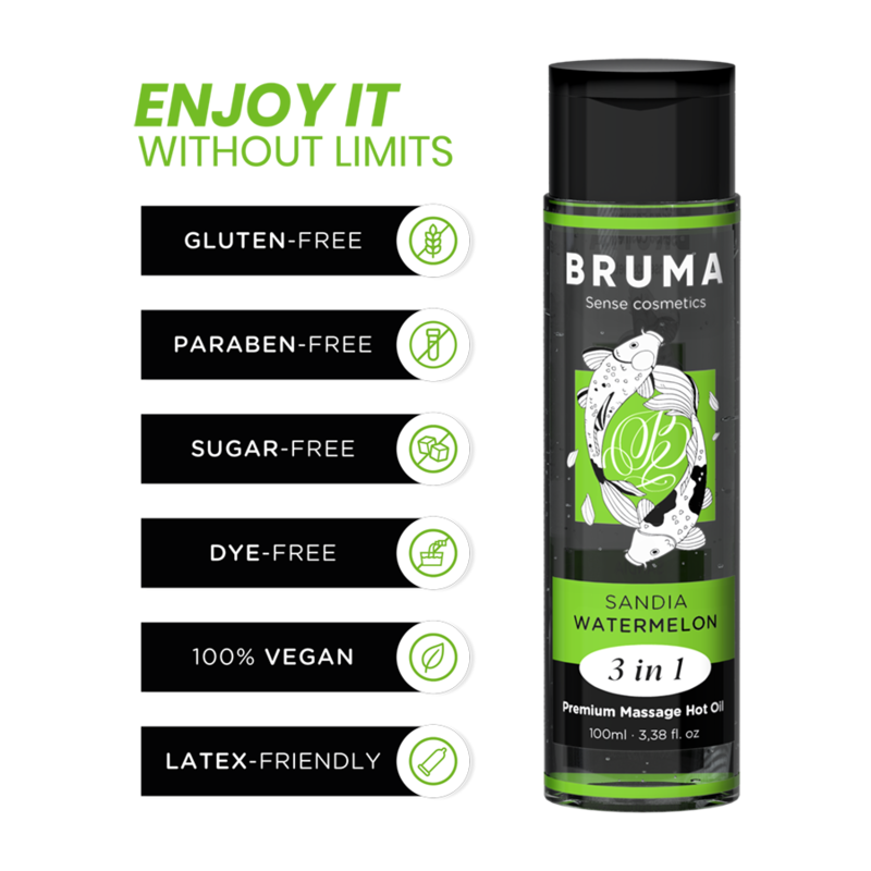 Ulei de masaj premium încălzitor, aromă pepene verde, 3 în 1 – 100 ml