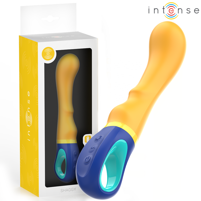 Vibrator INTENSE – SHAGGY, pentru punctul G, galben, cu vibrații