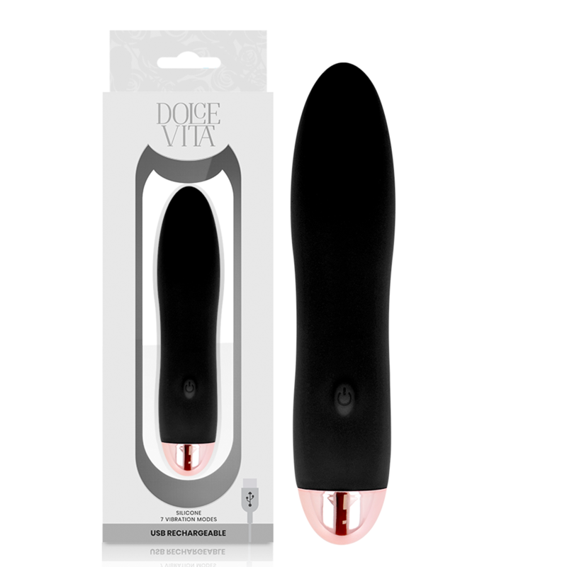 Vibrator DOLCE VITA reîncărcabil Four Black, 7 funcții de vibrație