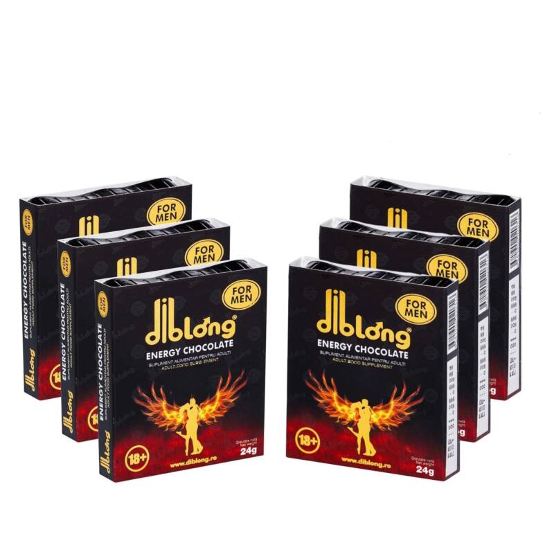 Diblong Energy Chocolate For Men – supliment alimentar pentru bărbați pe bază de ciocolată, cu plante care susțin sănătatea sexuală și funcția erectilă, 6 x 24g