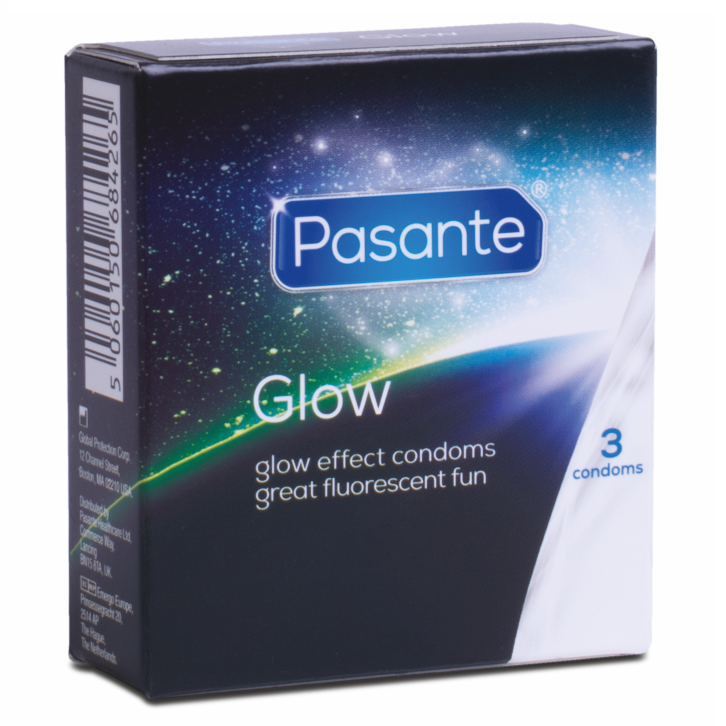 Prezervative PASANTE – Glow in the Dark, fosforescente, 1 cutie x 3 buc