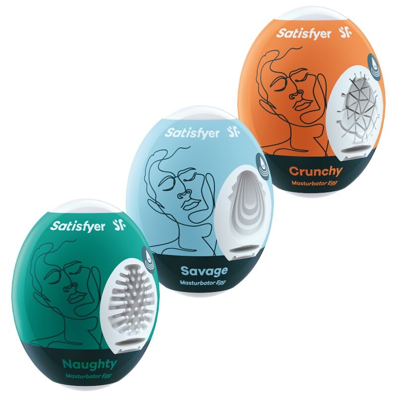 SATISFYER – 3 MASTURBATOR EGGS NAUGHTY, SAVAGE & CRUNCHY – Default Title