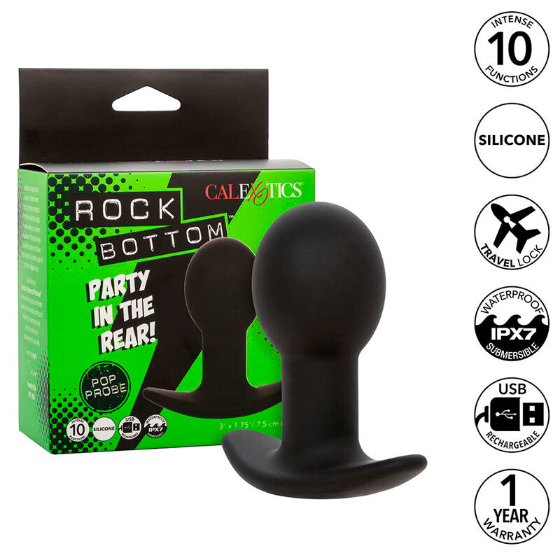 CALEXOTICS – ROCK BOTTOM ANAL PLUG 10 VIBRATIONS SILICONE BLACK – Default Title