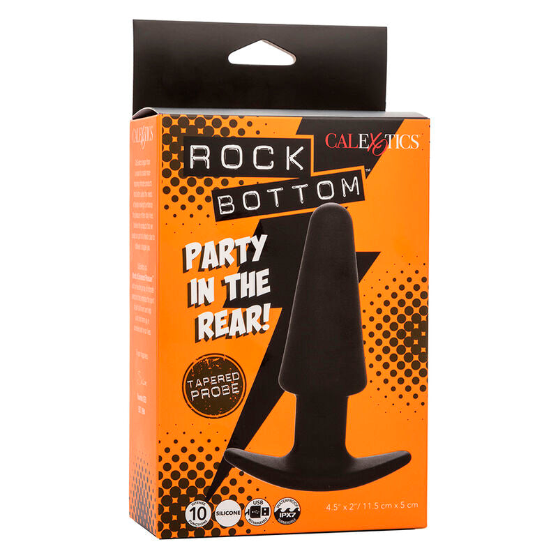 CALEXOTICS – ROCK BOTTOM TAPERED ANAL PLUG 10 VIBRACIONES SILICONE BLACK – Default Title