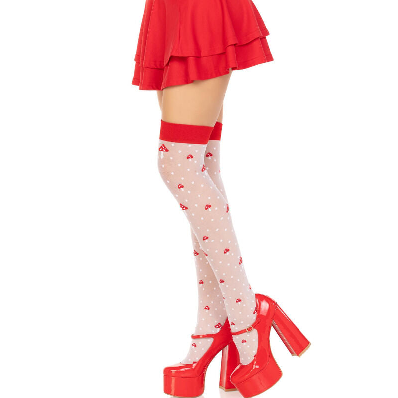 LEG AVENUE – MUSHROOM HIGH SOCKS RED/WHITE – Default Title