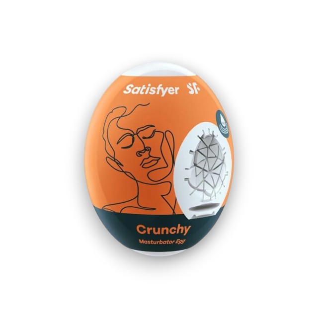 Ou masturbator SATISFYER Crunchy Egg, de unică folosință, interior texturat, material flexibil TPE (portocaliu) 