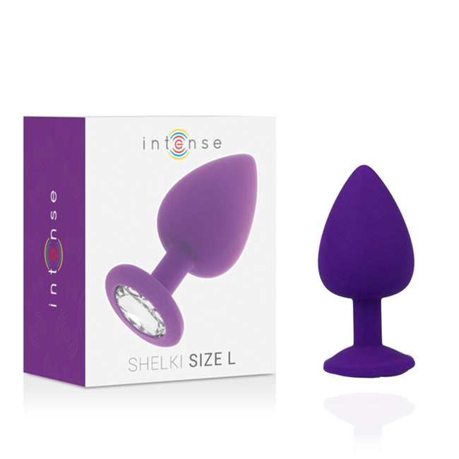 Plug anal INTENSE – Shelki, textura matasoasa, din silicon, mov, marime L