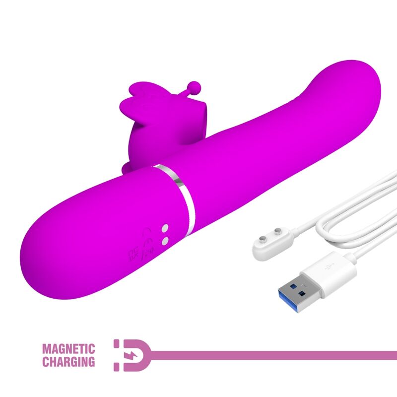 PRETTY LOVE – MULTIFUNCTION RABBIT VIBRATOR 4 IN 1 BUTTERFLY FUCHSIA – Default Title