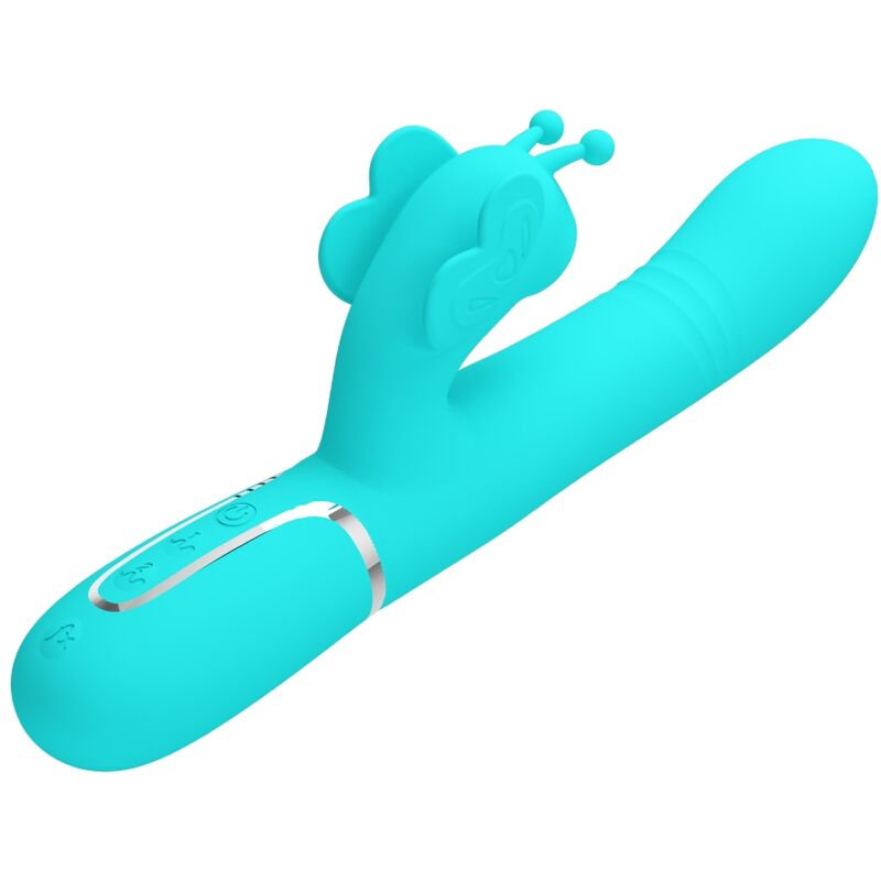 PRETTY LOVE – MULTIFUNCTION RABBIT VIBRATOR 4 IN 1 BUTTERFLY AQUA GREEN – Default Title