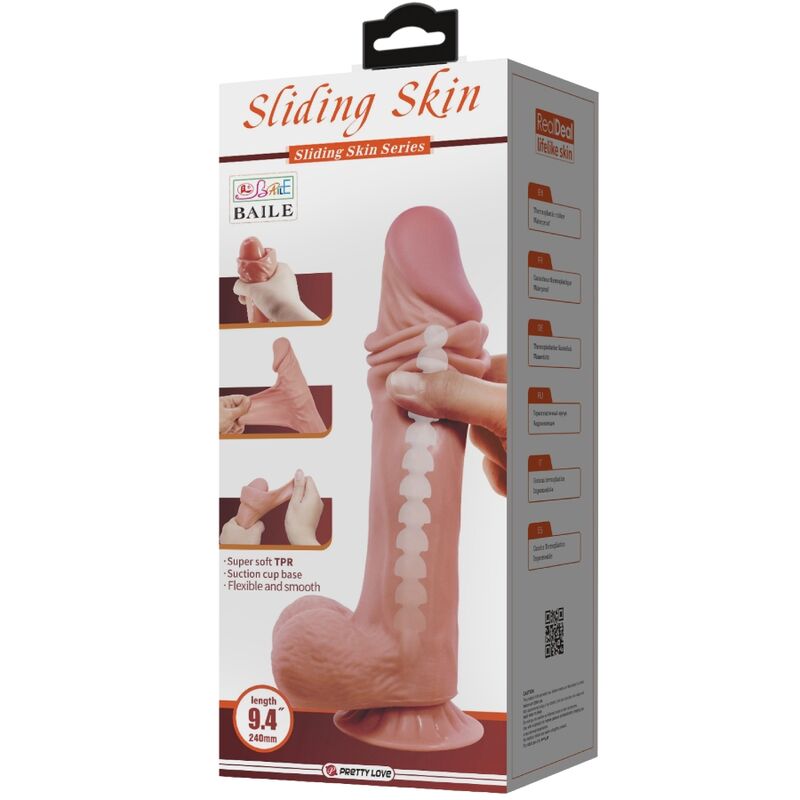 PRETTY LOVE – SLIDING SKIN SERIES REALISTIC DILDO WITH SLIDING SKIN SUCTION CUP BROWN 24 CM – Default Title