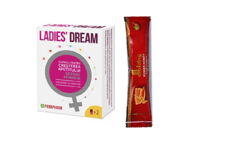 SET: Capsule LADIES DREAM, cresterea apetitului sexual si libidoului feminin, 2 capsule +  1 plic Diblong Power Honey, 10g – Default Title