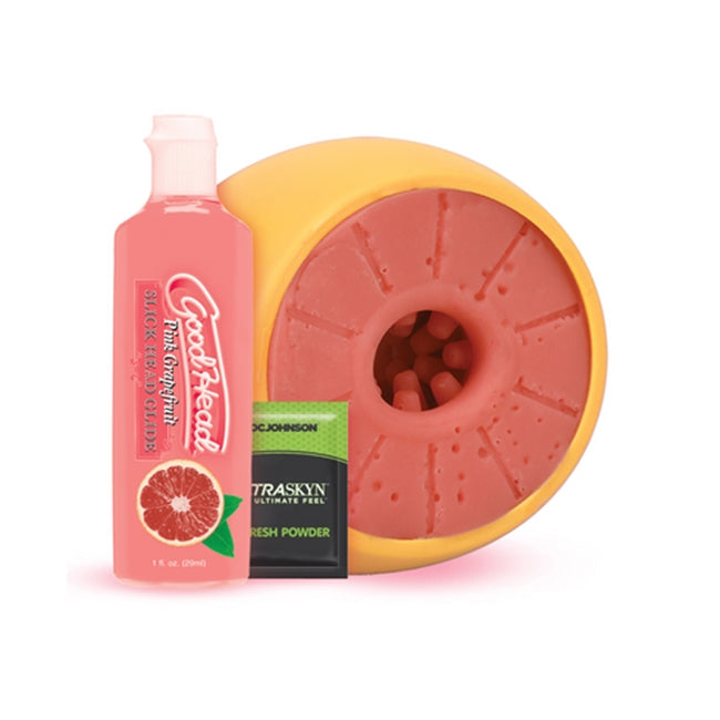 Set GoodHead – Blow Job, pentru sex oral, cu masturbator si lubrifiant Slick Head cu aroma de grefe, 29 ml