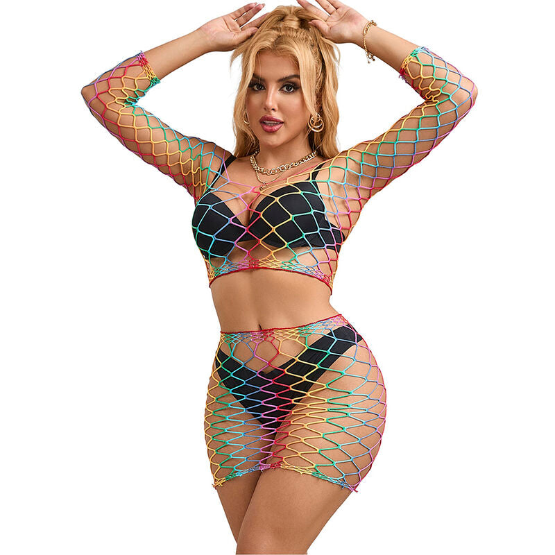 SUBBLIME – 952440 2-PIECE FISHNET SET LONG SLEEVE RAINBOW ONE SIZE – Default Title