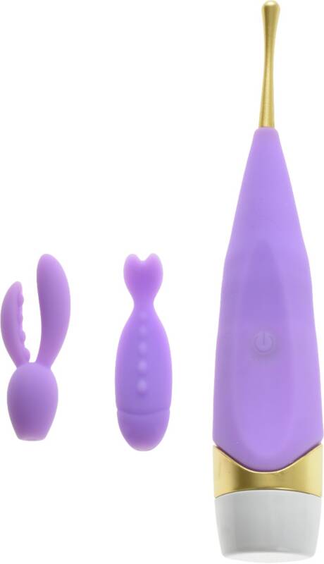 Vibrator Alice cu 2 Capete de Schimb Silicon Lila Passion Labs
