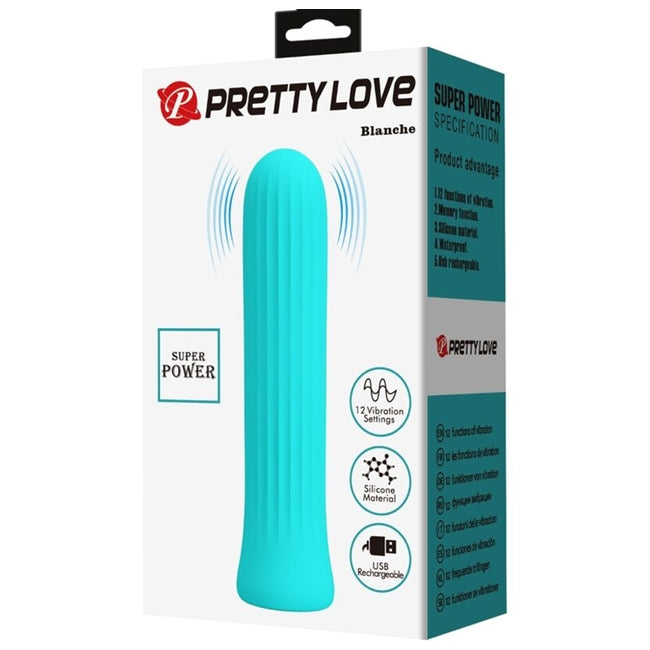 Vibrator Bullet PRETTY LOVE – BLANCHE Blue reincarcabil, cu 12 functii de vibratii